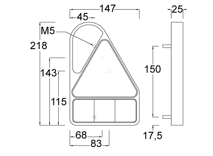 10-30V LED Right Hand Triangle Combination Lamp - Image 2