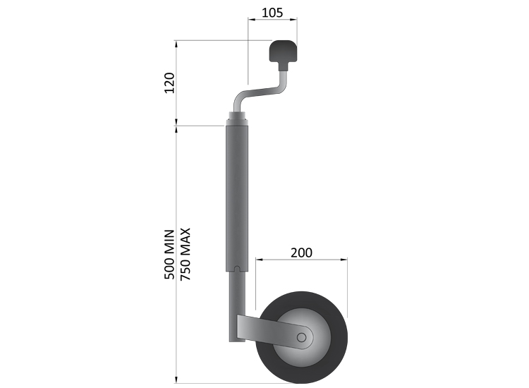 48mm 150Kg Telescopic Jockey Wheel - Image 2